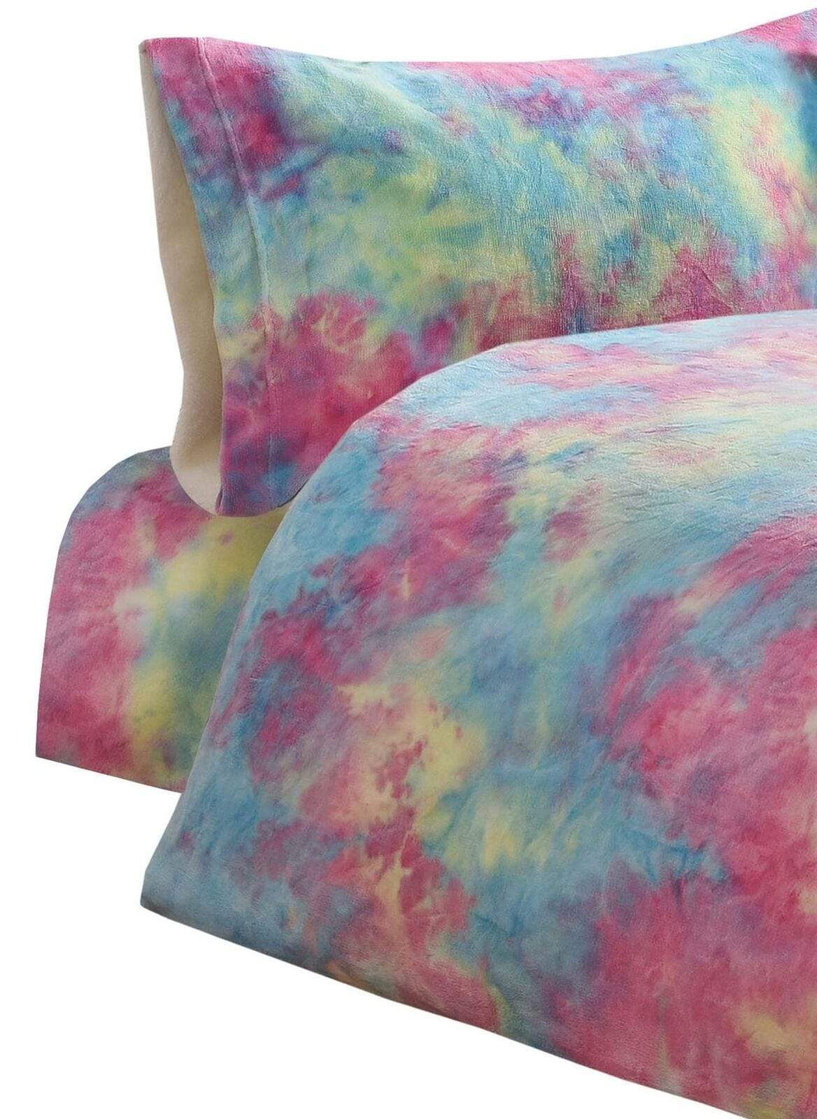 OLIVIA ROCCO Tie Dye Teddy Fleece Duvet Set – Reversible Kids Bedding