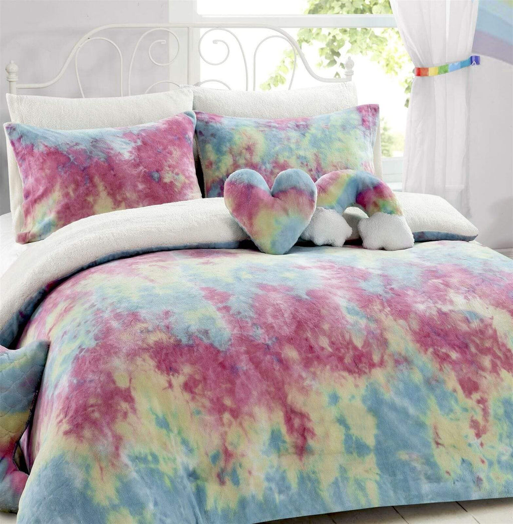 OLIVIA ROCCO Tie Dye Teddy Fleece Duvet Set – Reversible Kids Bedding