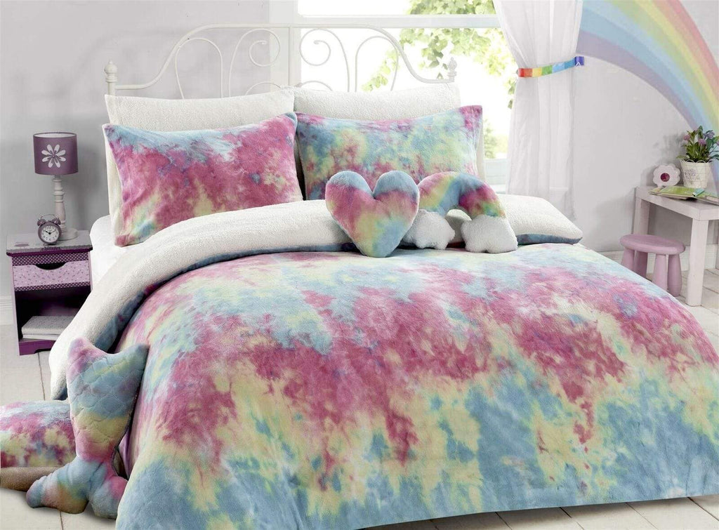OLIVIA ROCCO Tie Dye Teddy Fleece Duvet Set – Reversible Kids Bedding