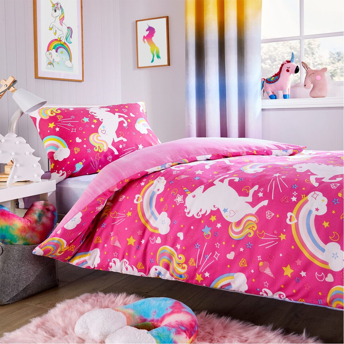 OLIVIA ROCCO Unicorn Rainbow Kids Duvet Set | Soft Microfibre Bedding