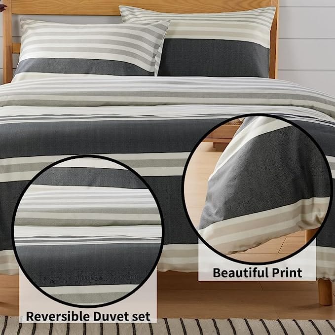 OLIVIA ROCCO Miami Stripes Duvet Cover Set – Reversible Cotton Blend