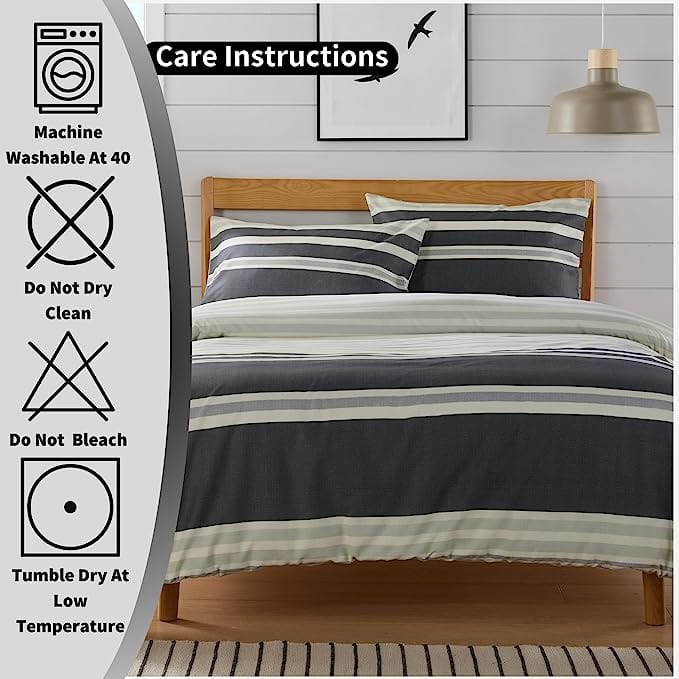 OLIVIA ROCCO Miami Stripes Duvet Cover Set – Reversible Cotton Blend
