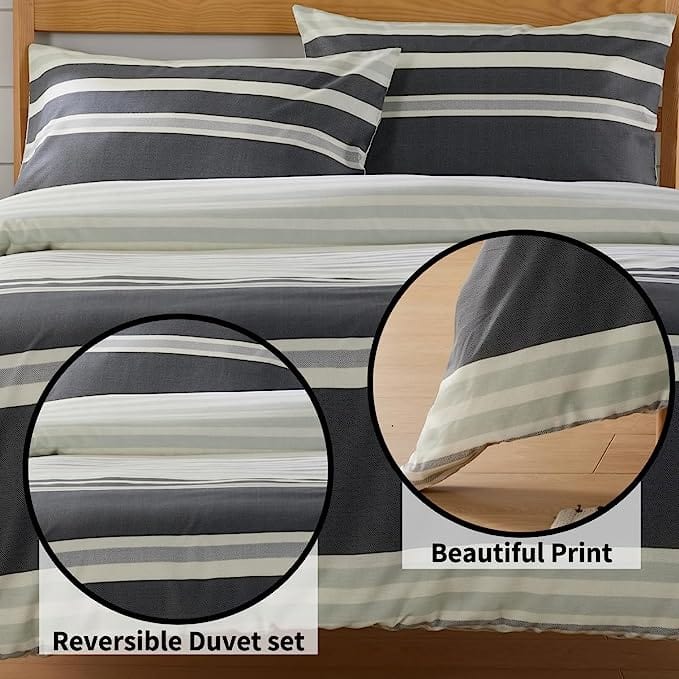 OLIVIA ROCCO Miami Stripes Duvet Cover Set – Reversible Cotton Blend