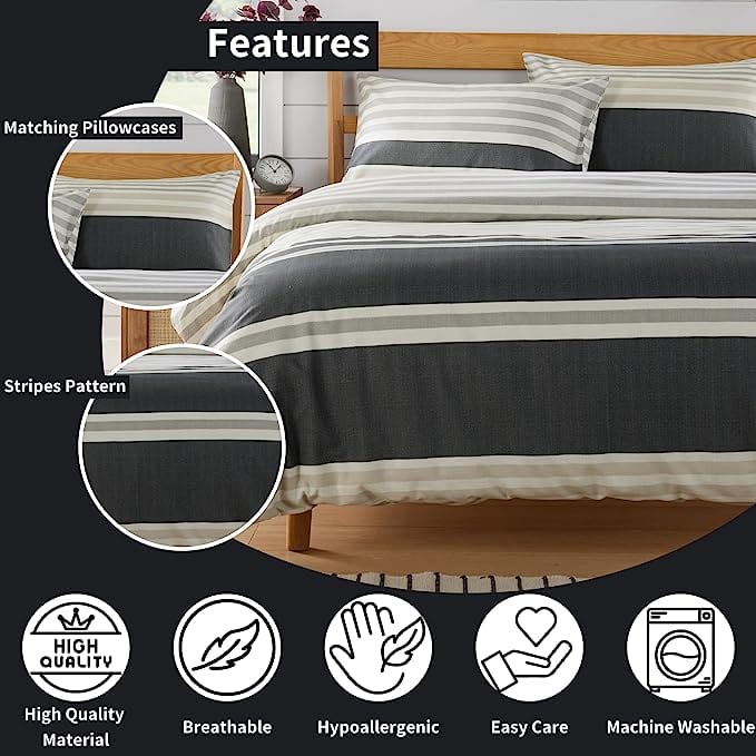 OLIVIA ROCCO Miami Stripes Duvet Cover Set – Reversible Cotton Blend