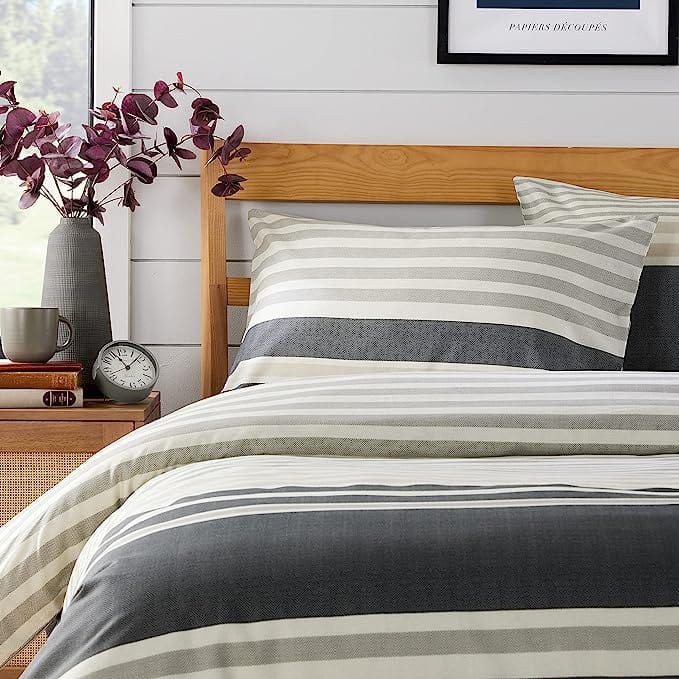 OLIVIA ROCCO Miami Stripes Duvet Cover Set – Reversible Cotton Blend