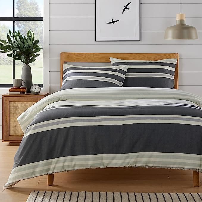 OLIVIA ROCCO Miami Stripes Duvet Cover Set – Reversible Cotton Blend