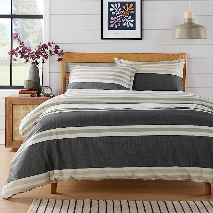 OLIVIA ROCCO Miami Stripes Duvet Cover Set – Reversible Cotton Blend