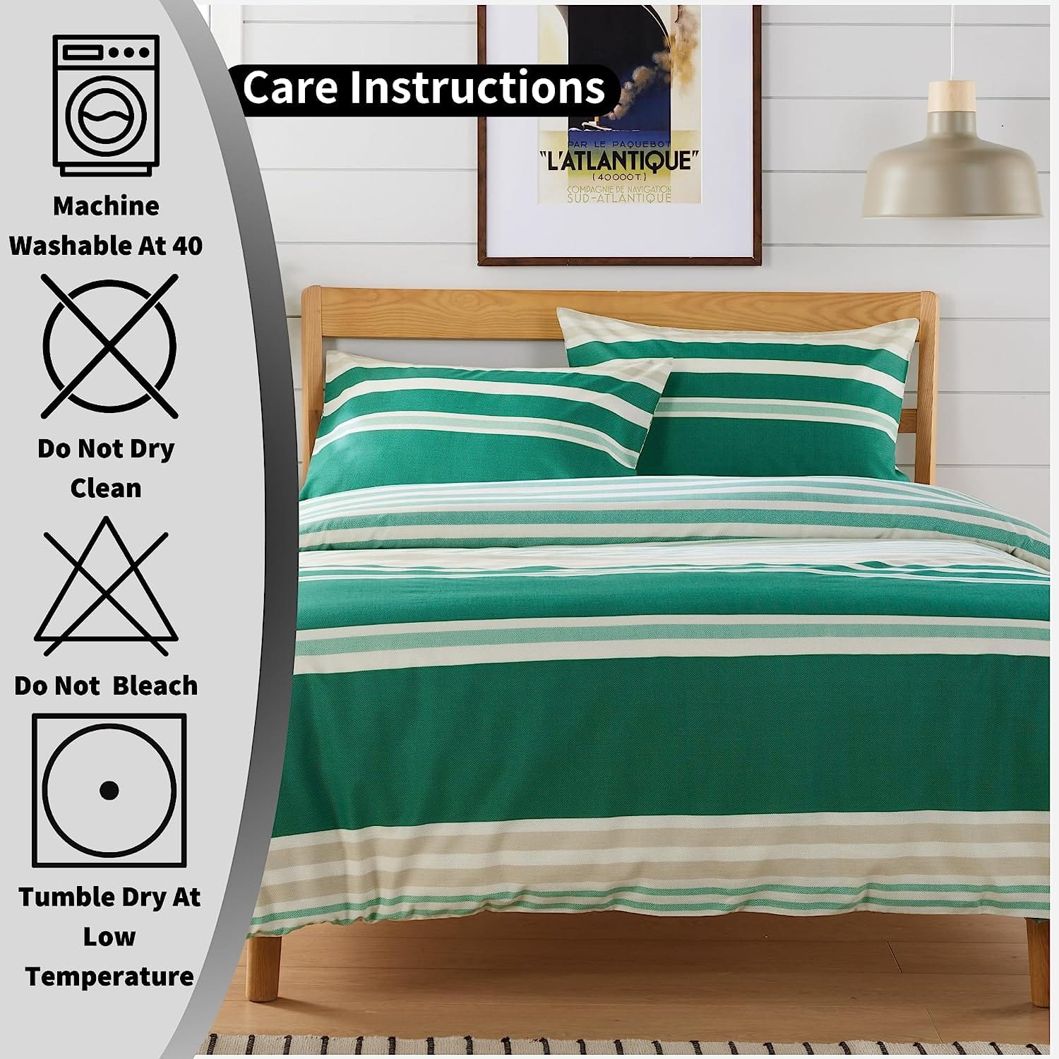 OLIVIA ROCCO Miami Stripes Duvet Cover Set – Reversible Cotton Blend