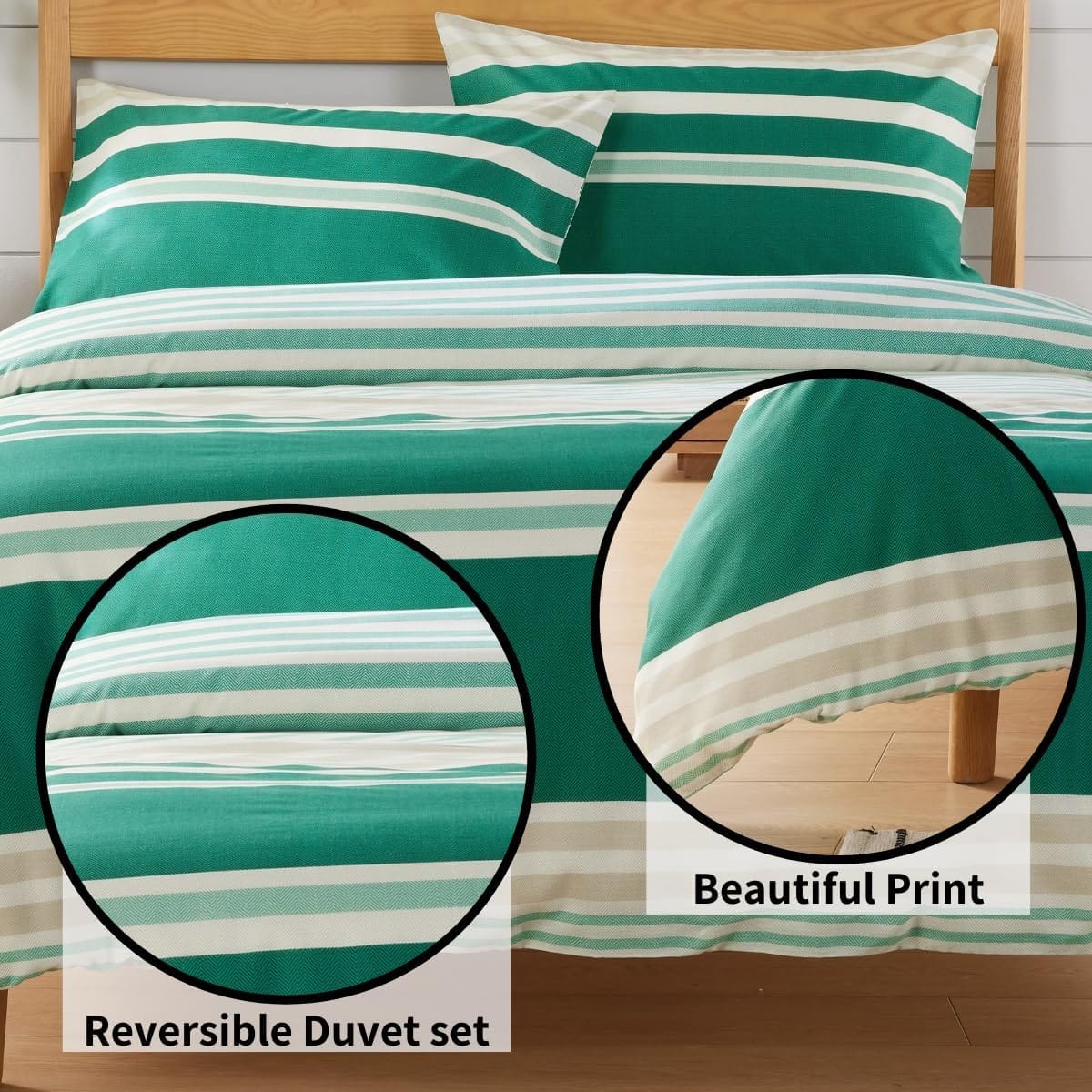 OLIVIA ROCCO Miami Stripes Duvet Cover Set – Reversible Cotton Blend