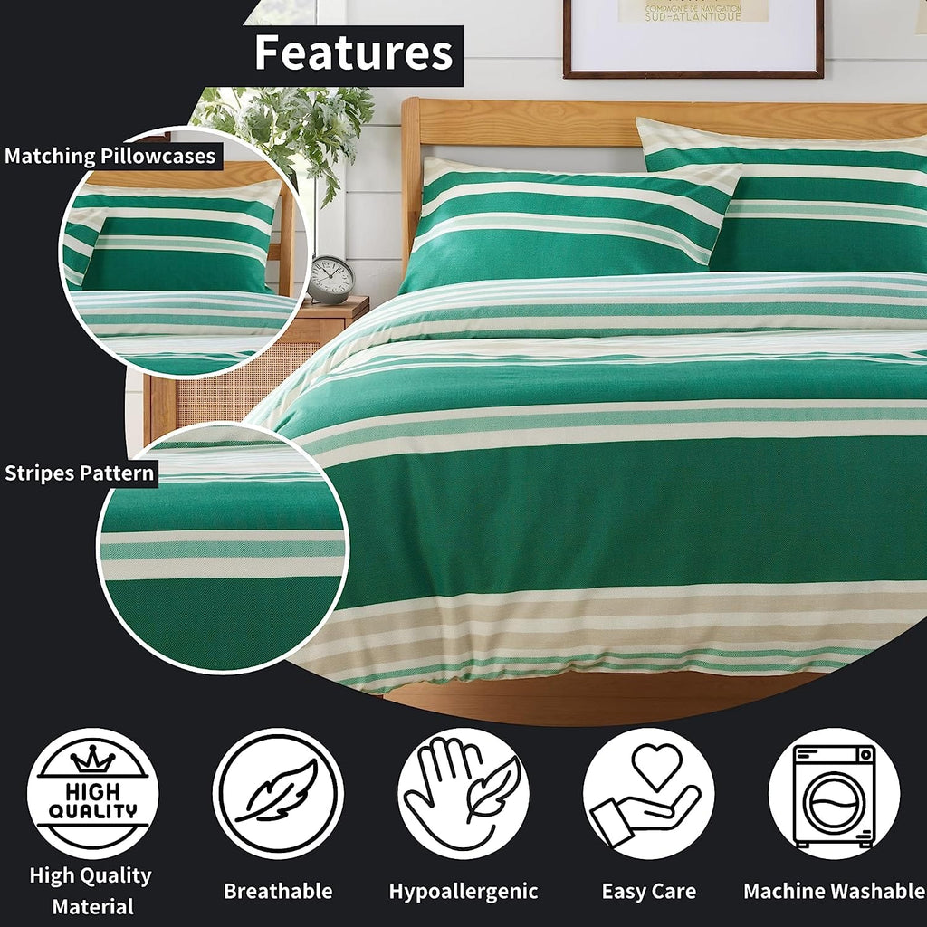 OLIVIA ROCCO Miami Stripes Duvet Cover Set – Reversible Cotton Blend