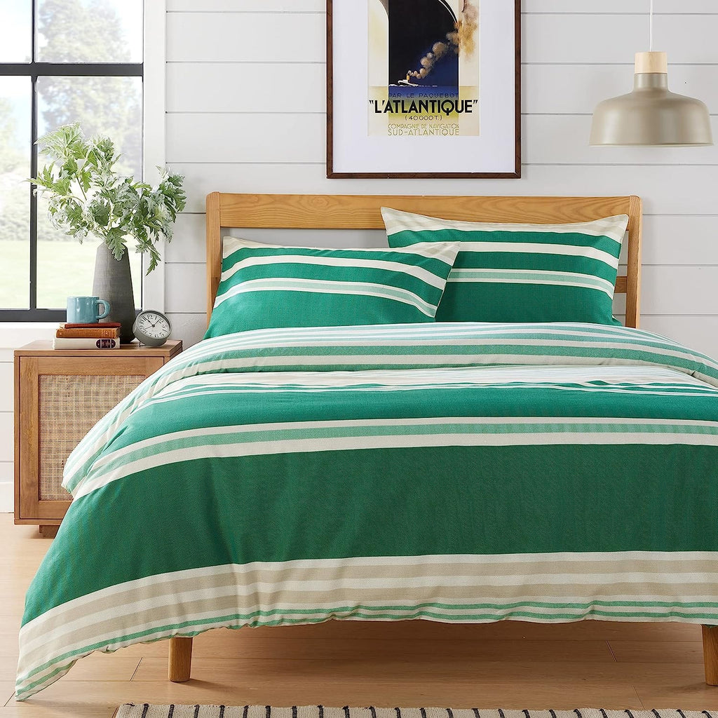 OLIVIA ROCCO Miami Stripes Duvet Cover Set – Reversible Cotton Blend