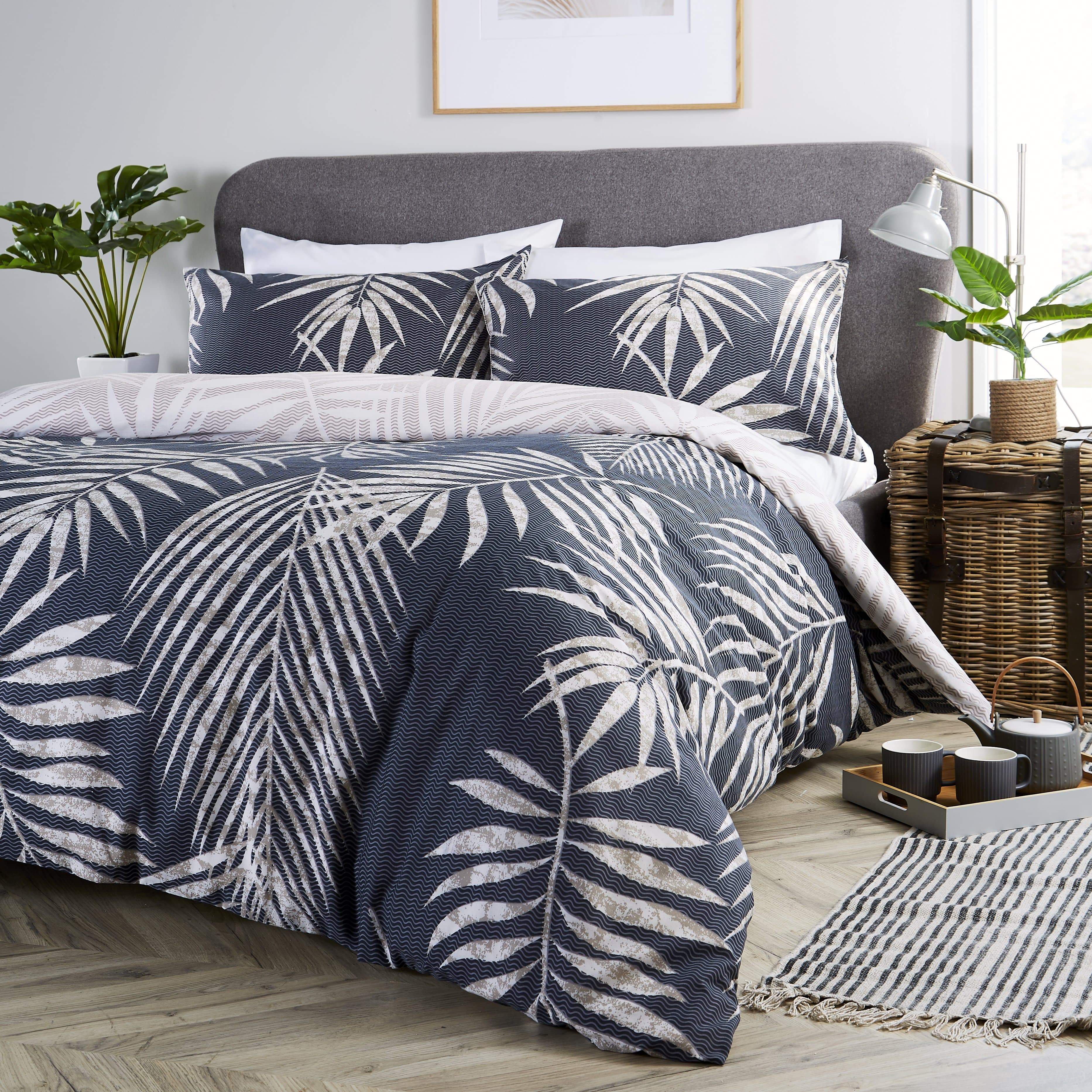 OLIVIA ROCCO Tropical Leaf Reversible Duvet Set – Cotton Rich Bedding