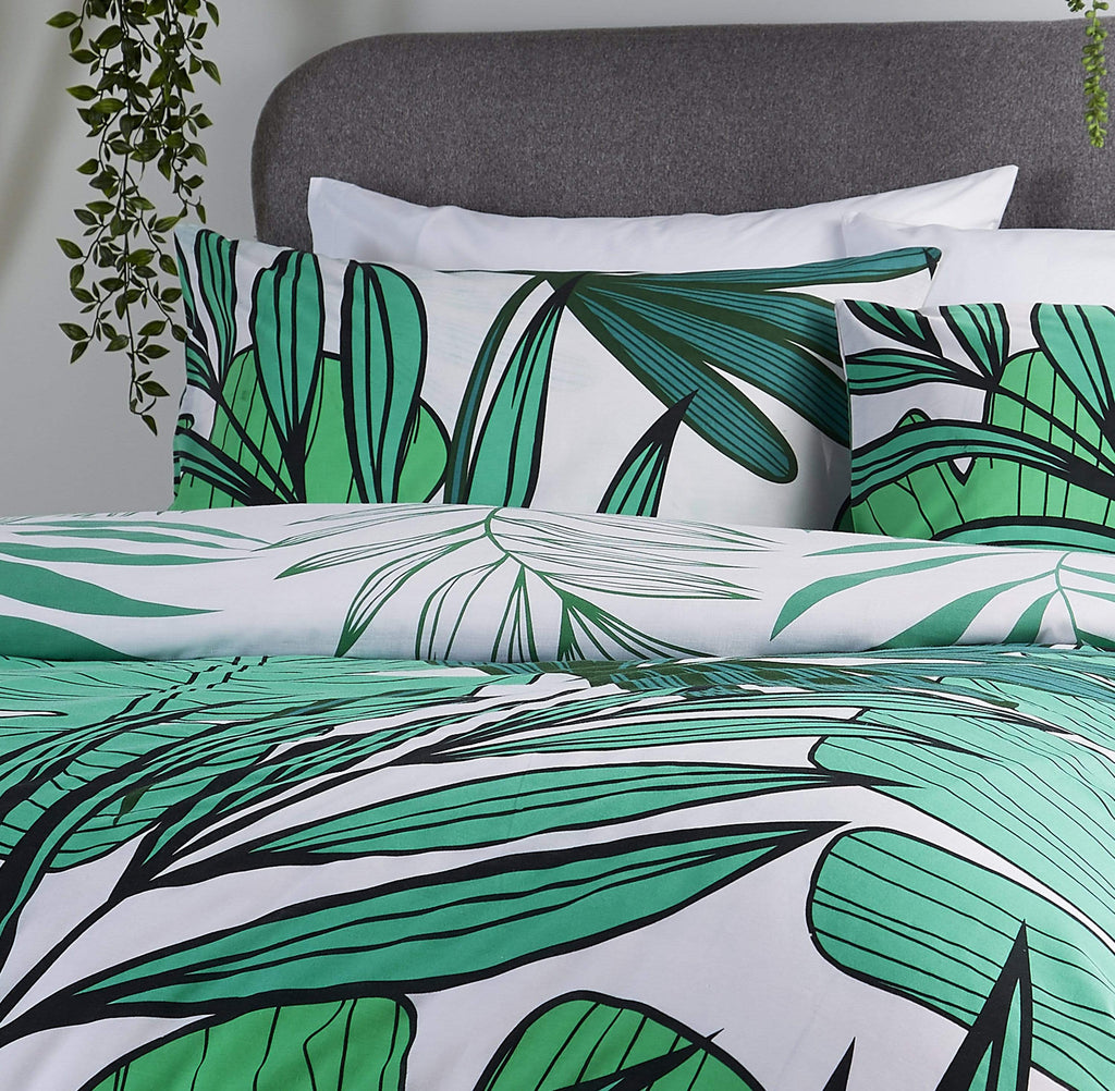 OLIVIA ROCCO Tropical Leaf Reversible Duvet Set – Cotton Rich Bedding