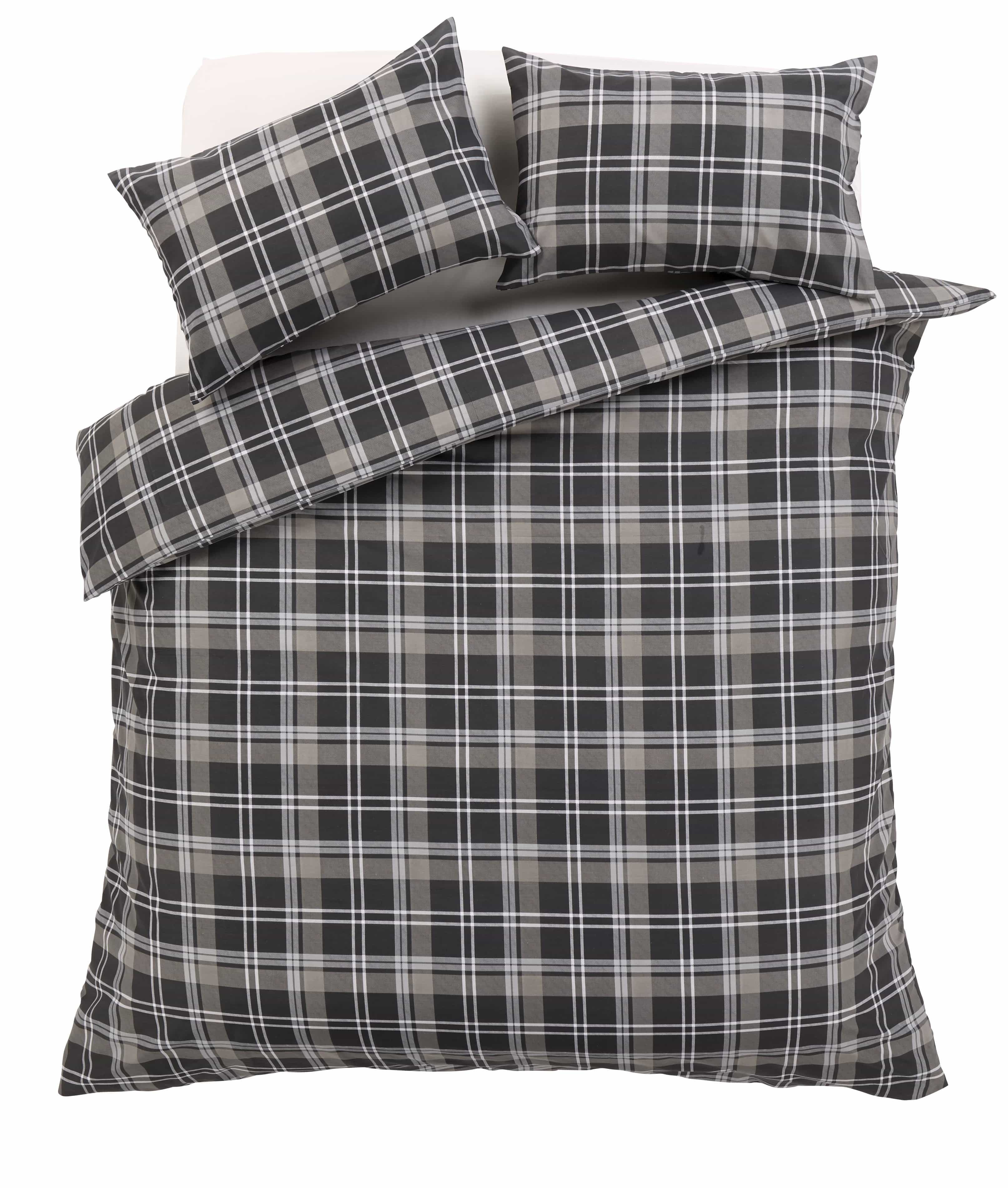 OLIVIA ROCCO Check Pattern Duvet Set – Cotton Rich Soft Bedding with Cases