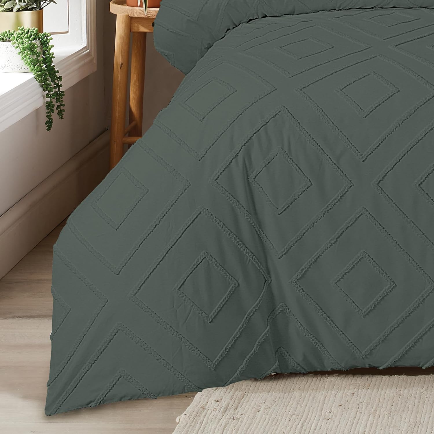 OLIVIA ROCCO Como Tufted Duvet Cover Set | Easy Care Bedding