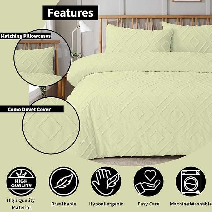 OLIVIA ROCCO Como Tufted Duvet Cover Set | Easy Care Bedding