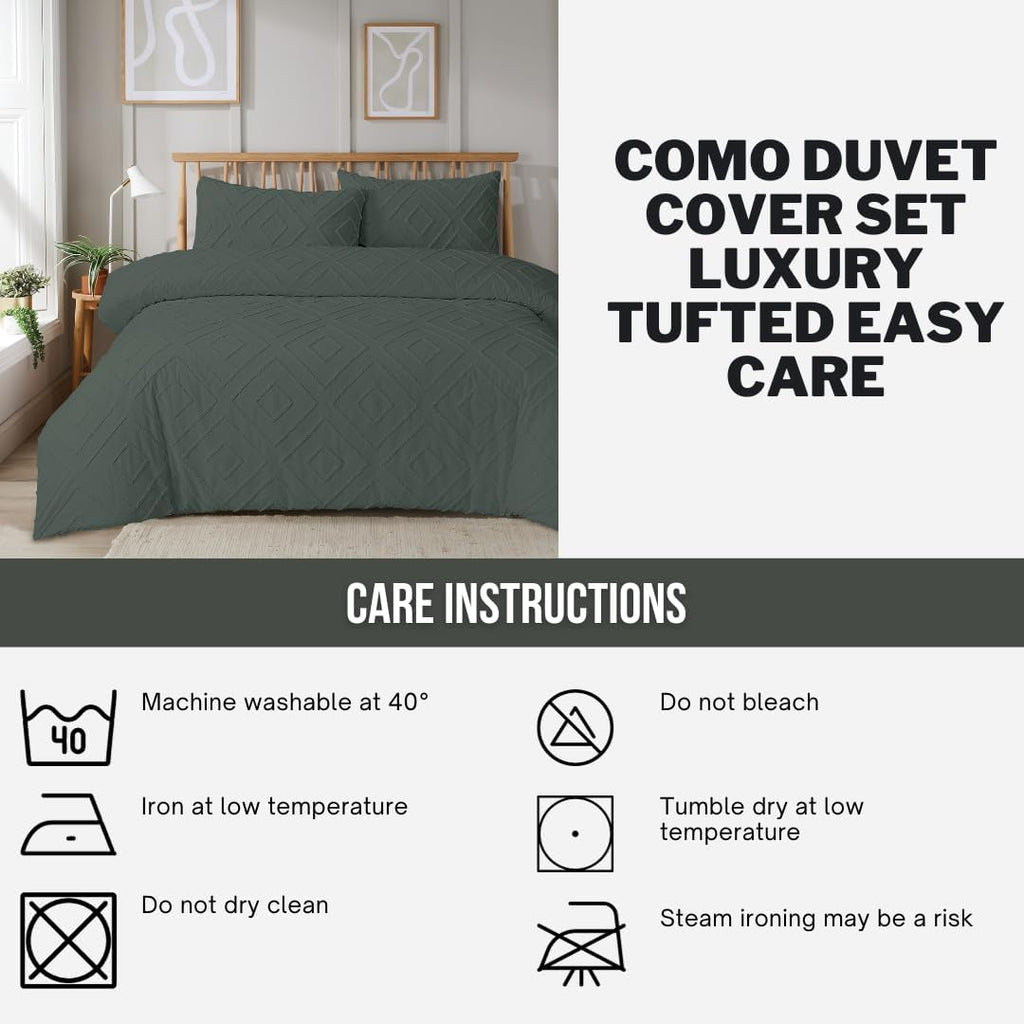 OLIVIA ROCCO Como Tufted Duvet Cover Set | Easy Care Bedding