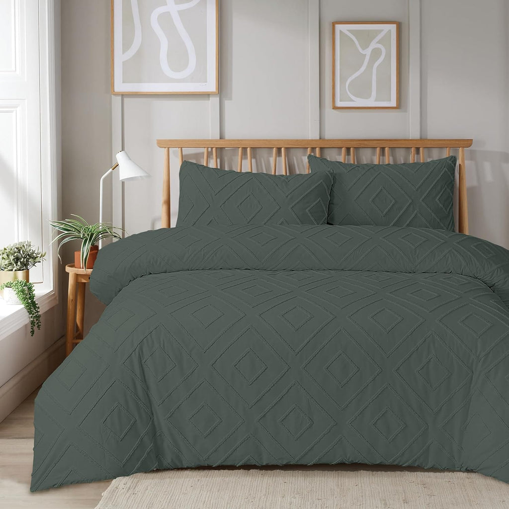 OLIVIA ROCCO Como Tufted Duvet Cover Set | Easy Care Bedding