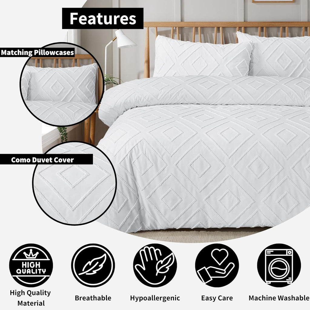 OLIVIA ROCCO Como Tufted Duvet Cover Set | Easy Care Bedding