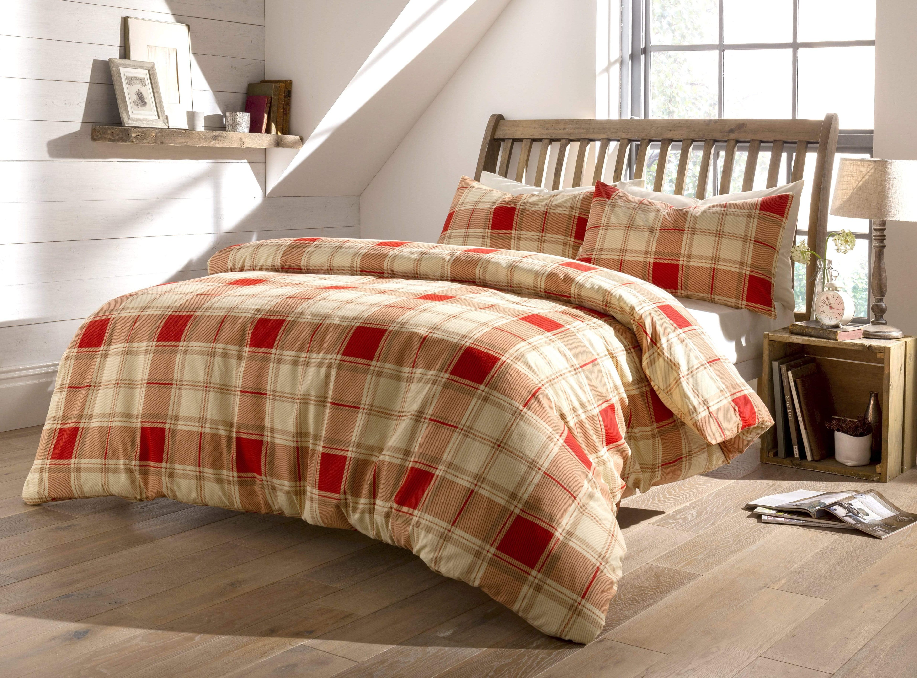 OLIVIA ROCCO Highland Tartan Duvet Set | Brushed Cotton Flannel Quilt Cover