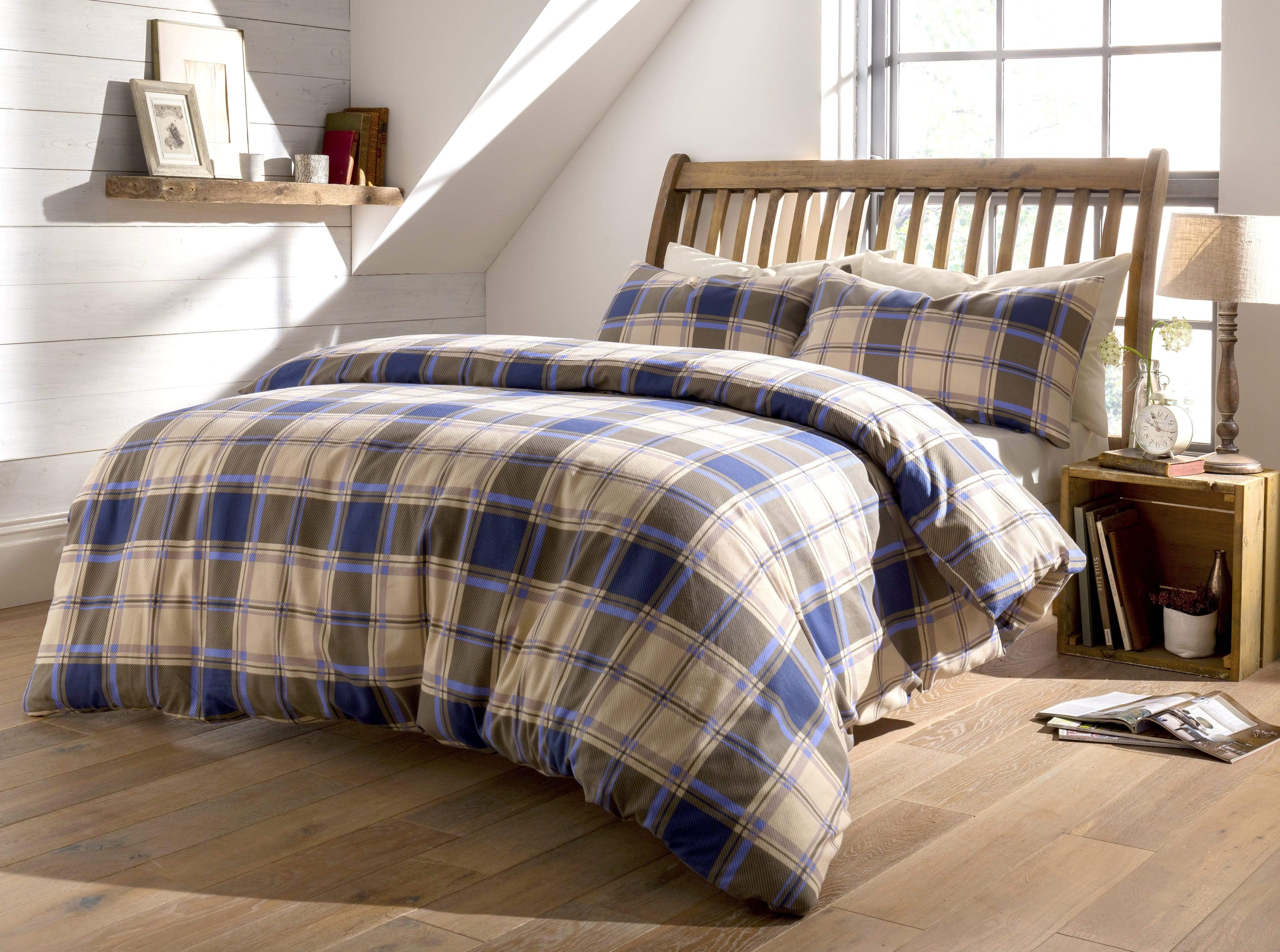 OLIVIA ROCCO Highland Tartan Duvet Set | Brushed Cotton Flannel Quilt Cover