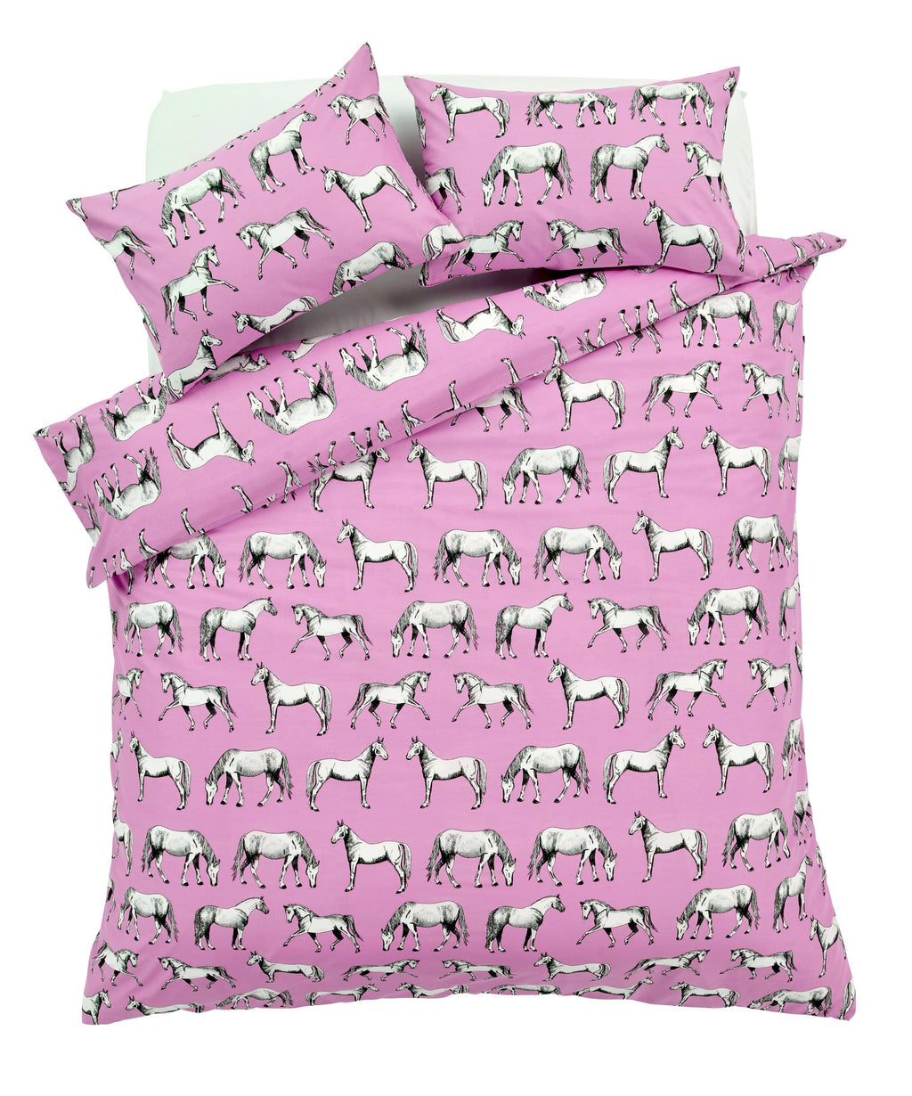 OLIVIA ROCCO Horses Duvet Set – Cotton Rich Breathable Bedding Cover