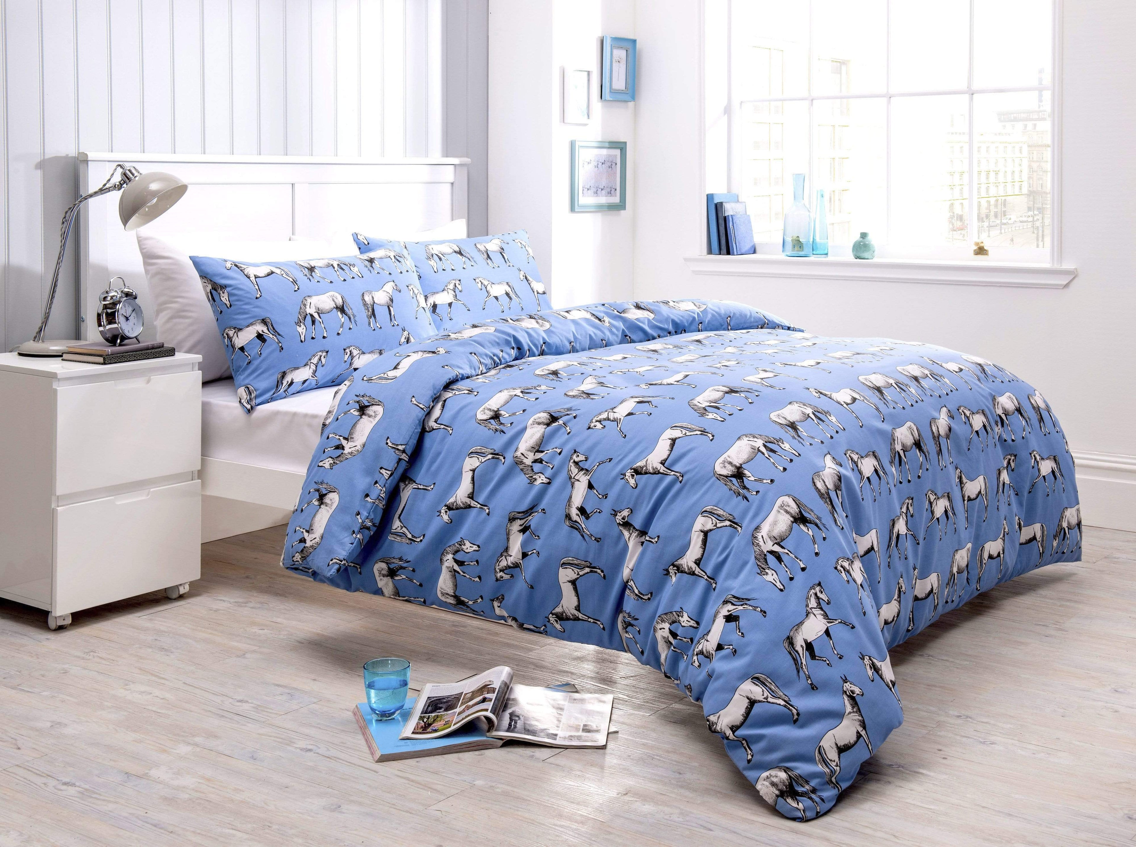 OLIVIA ROCCO Horses Duvet Set – Cotton Rich Breathable Bedding Cover