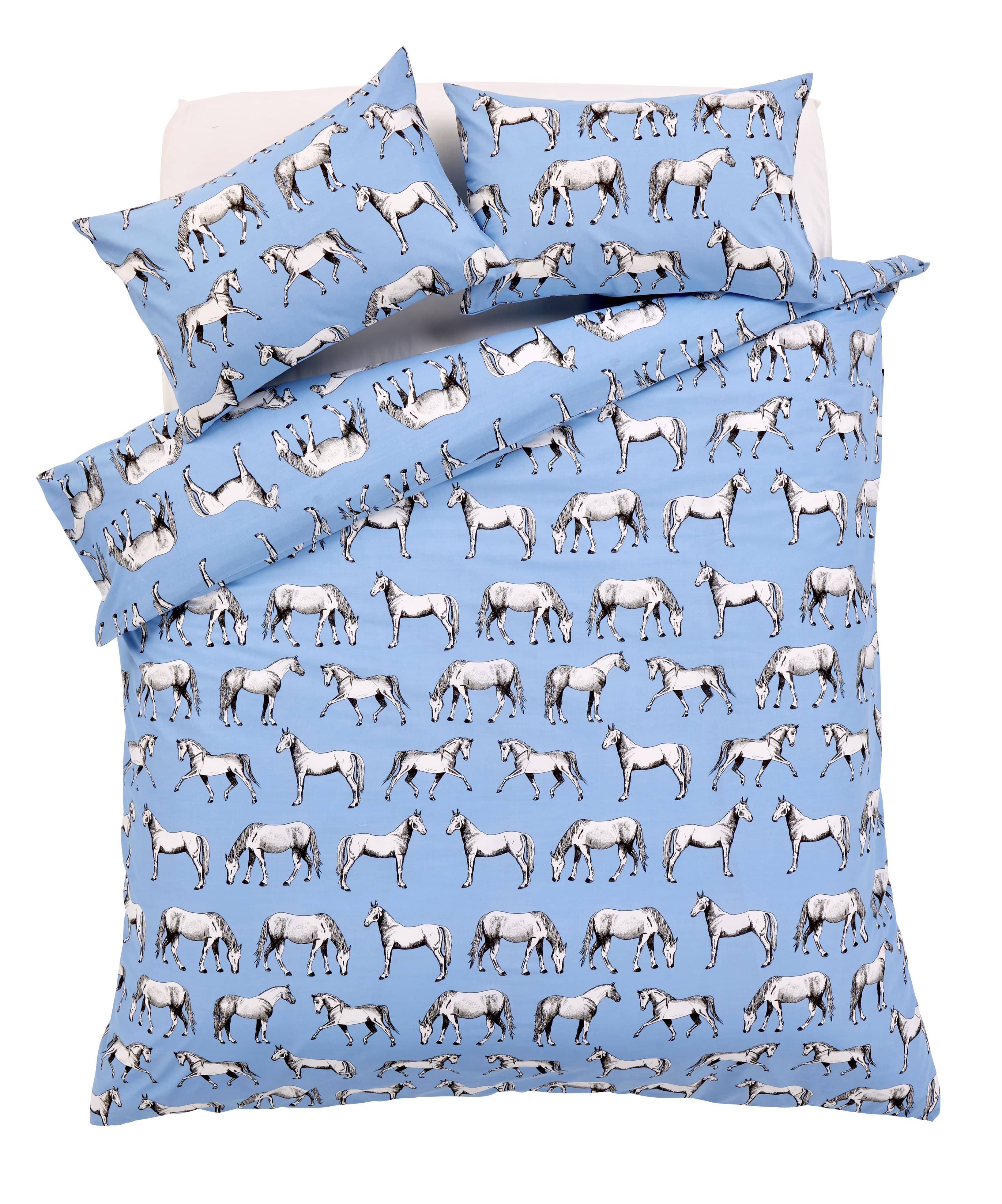OLIVIA ROCCO Horses Duvet Set – Cotton Rich Breathable Bedding Cover