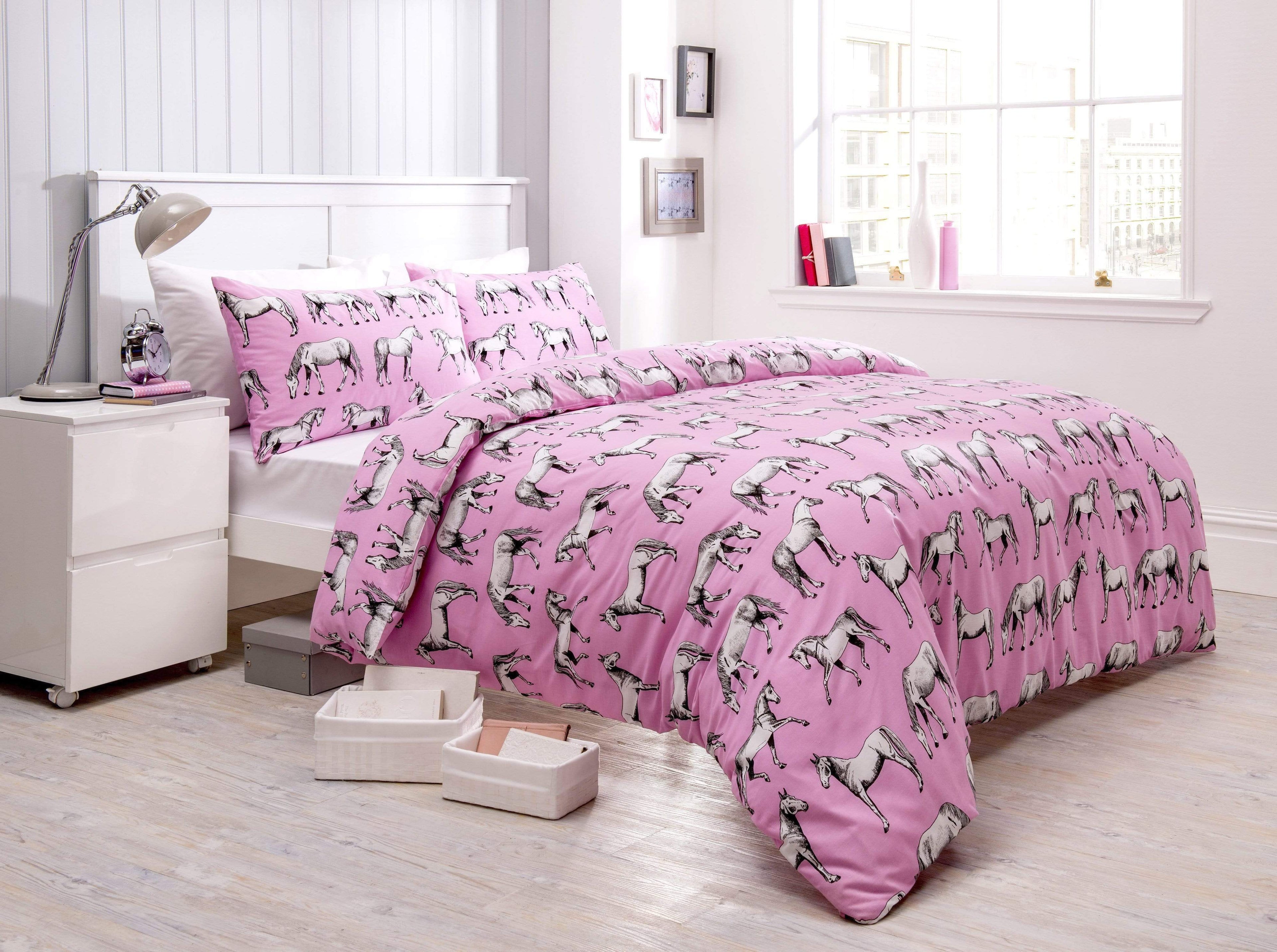 OLIVIA ROCCO Horses Duvet Set – Cotton Rich Breathable Bedding Cover