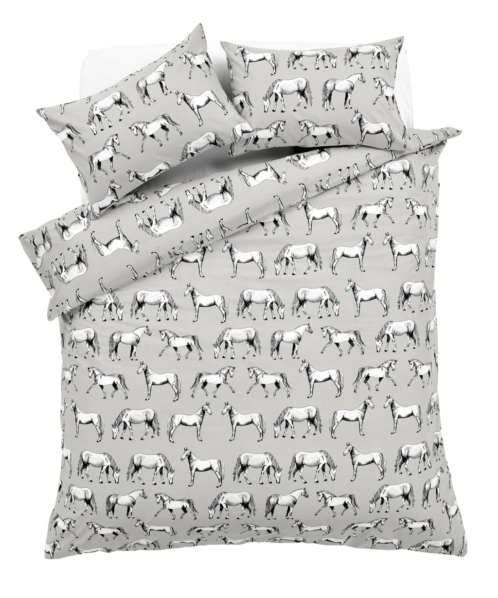 OLIVIA ROCCO Horses Duvet Set – Cotton Rich Breathable Bedding Cover