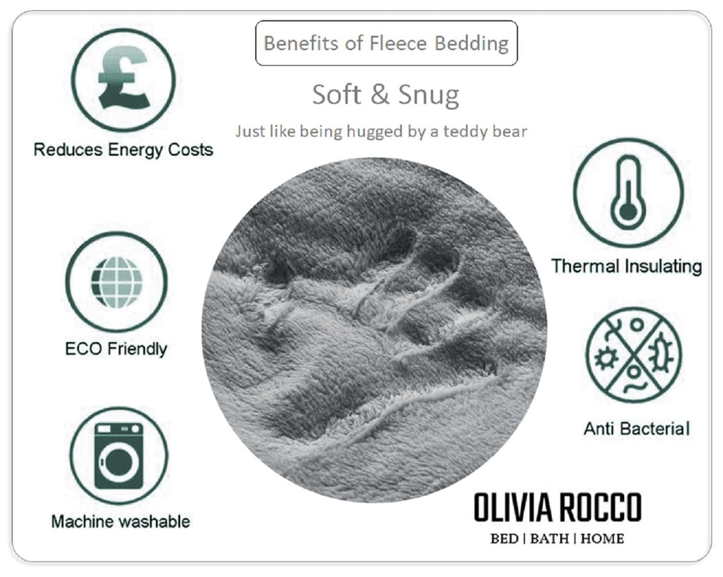 OLIVIA ROCCO Leaf Print Teddy Fleece Duvet Set | Reversible Sherpa Bedding