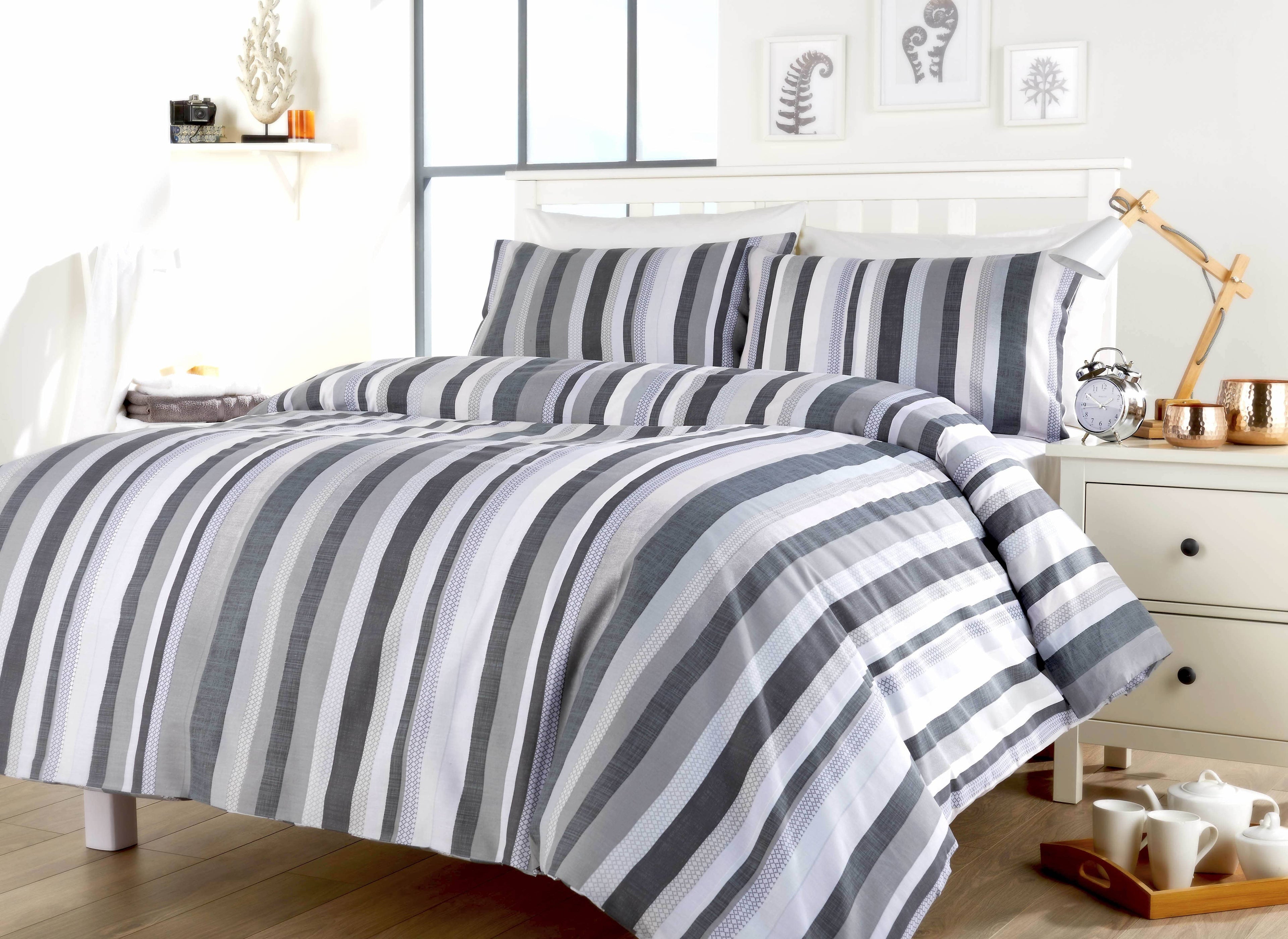 OLIVIA ROCCO Maine Stripe Duvet Set – Luxury Cotton Rich Striped Bedding