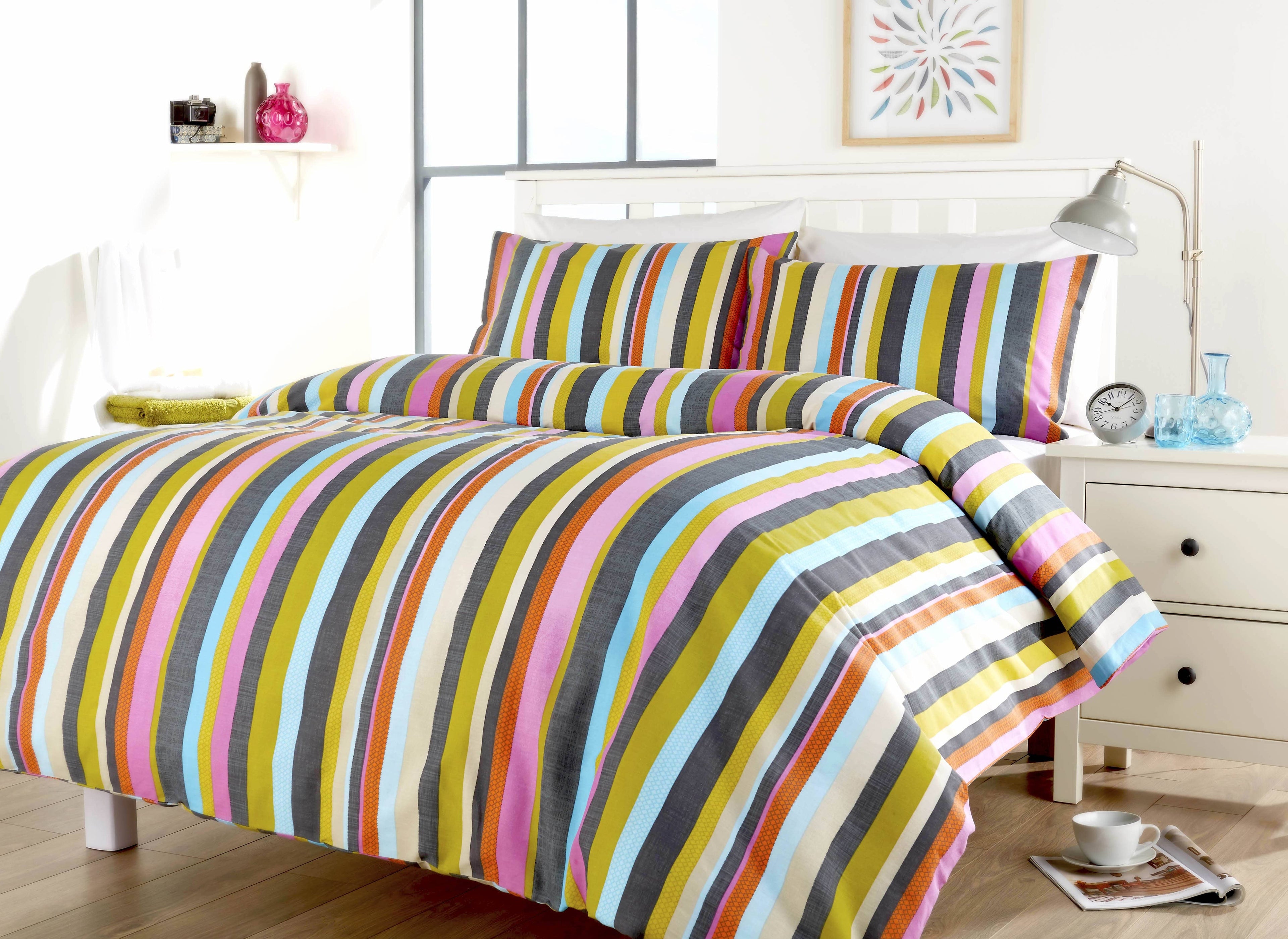 OLIVIA ROCCO Maine Stripe Duvet Set – Luxury Cotton Rich Striped Bedding