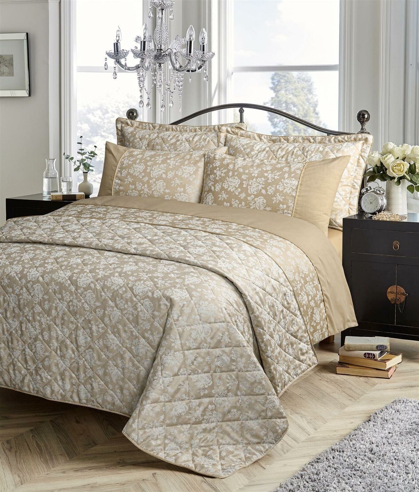 OLIVIA ROCCO Kew Hand Woven Jacquard Cotton Rich Duvet Cover Bedding Set