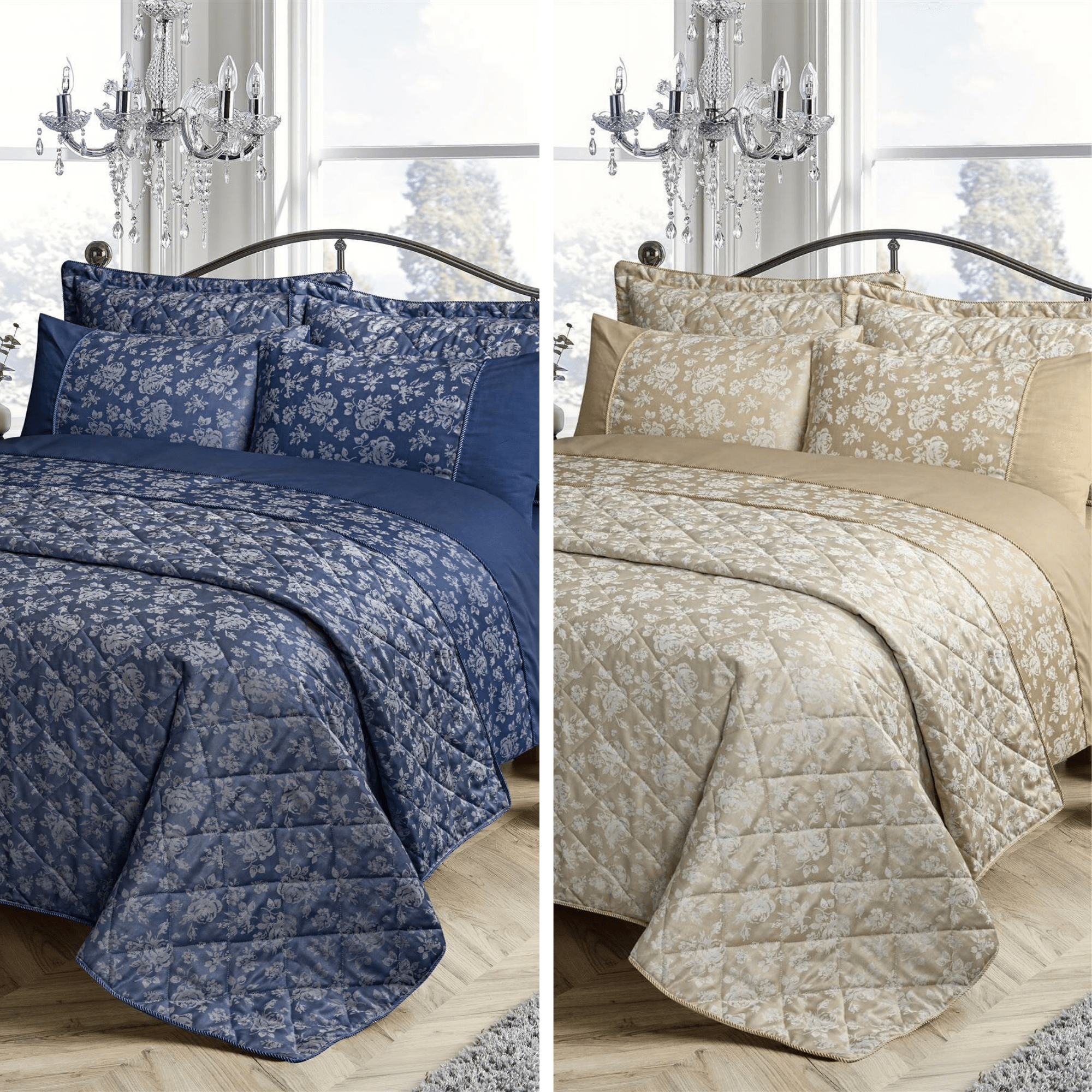 OLIVIA ROCCO Kew Hand Woven Jacquard Cotton Rich Duvet Cover Bedding Set