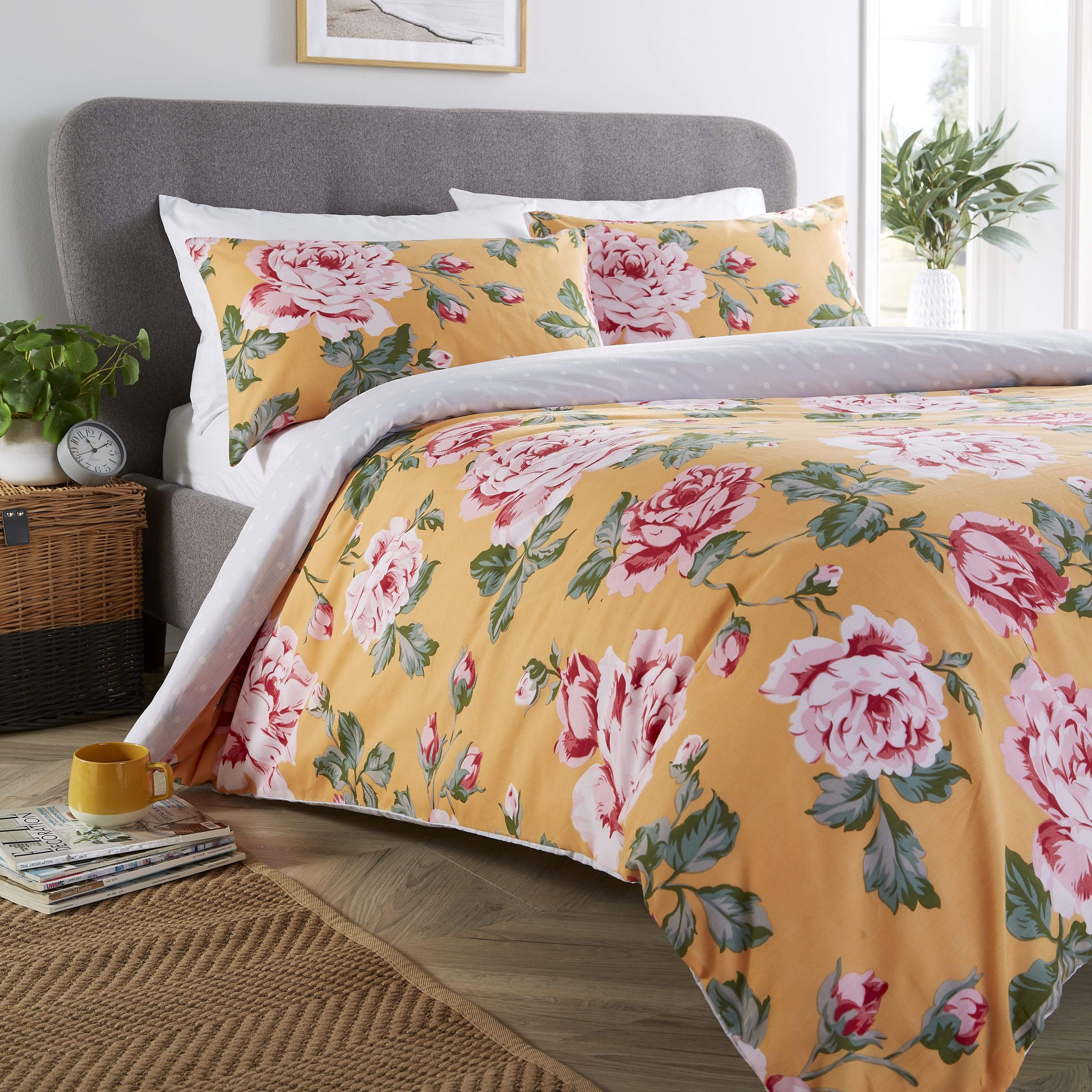 OLIVIA ROCCO Bloom Duvet Cover Set – Reversible Polka Dot Cotton Rich
