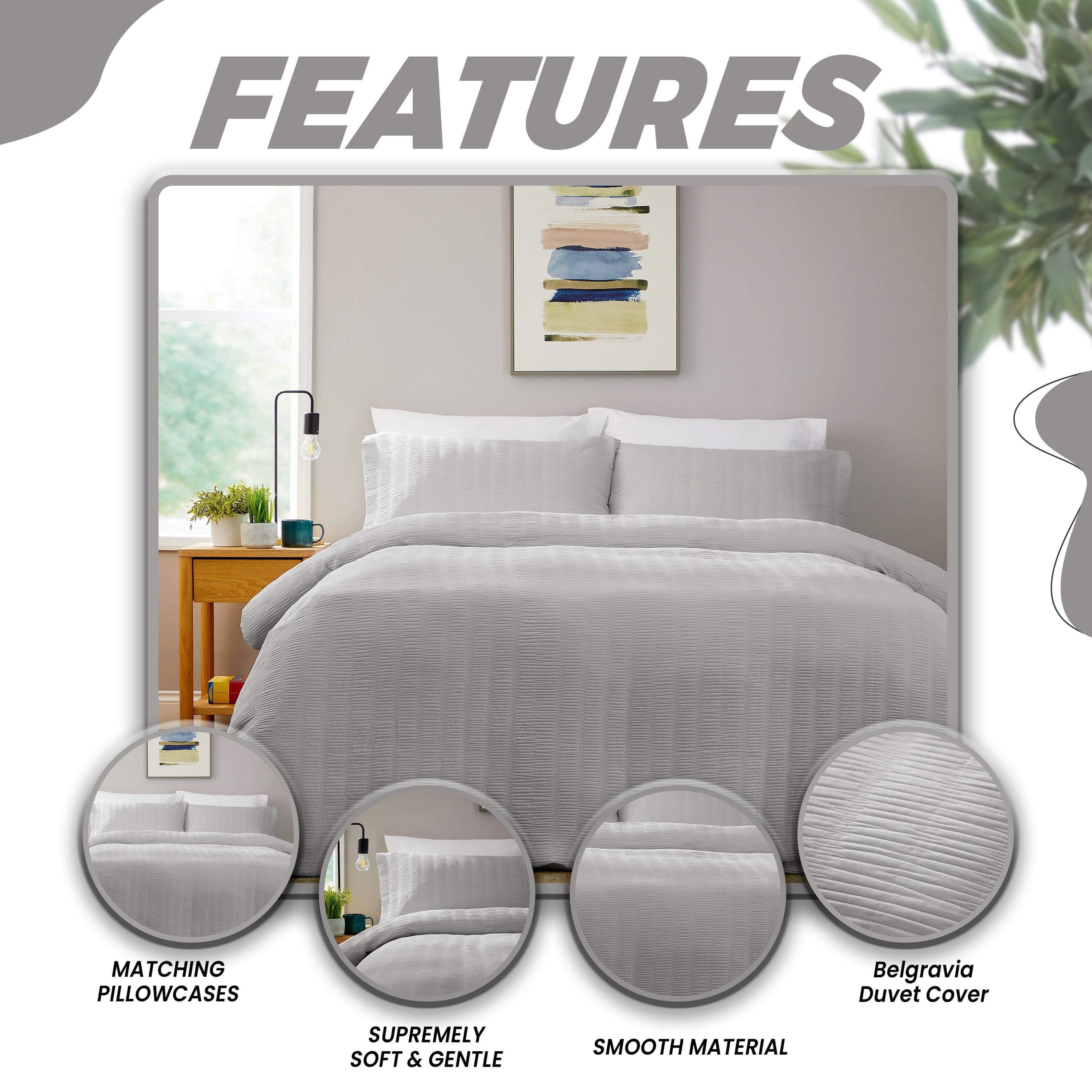 OLIVIA ROCCO Belgravia Grey Microfibre Duvet Cover Set | Soft Bedding