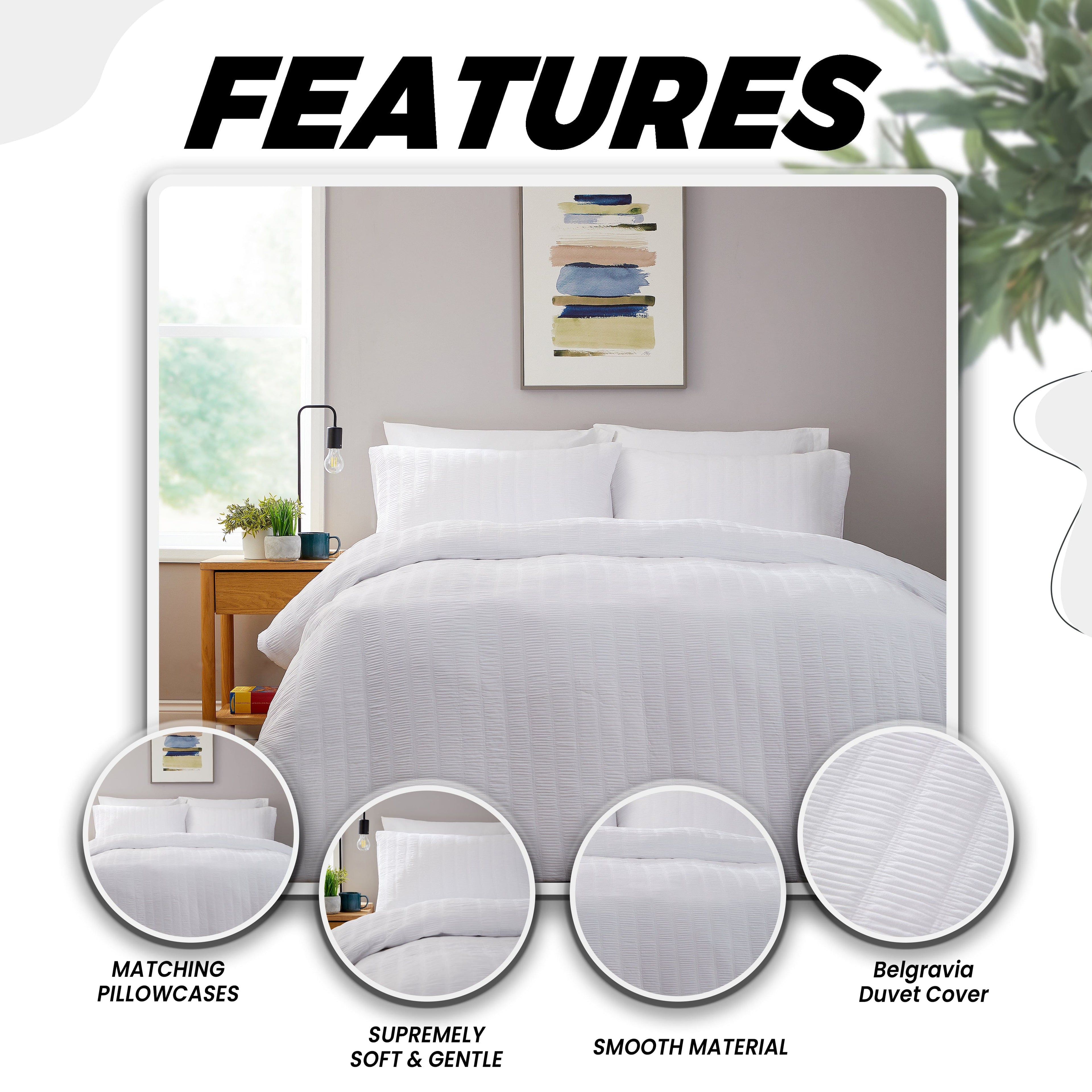 OLIVIA ROCCO Belgravia White Microfibre Duvet Cover Set | Soft Bedding