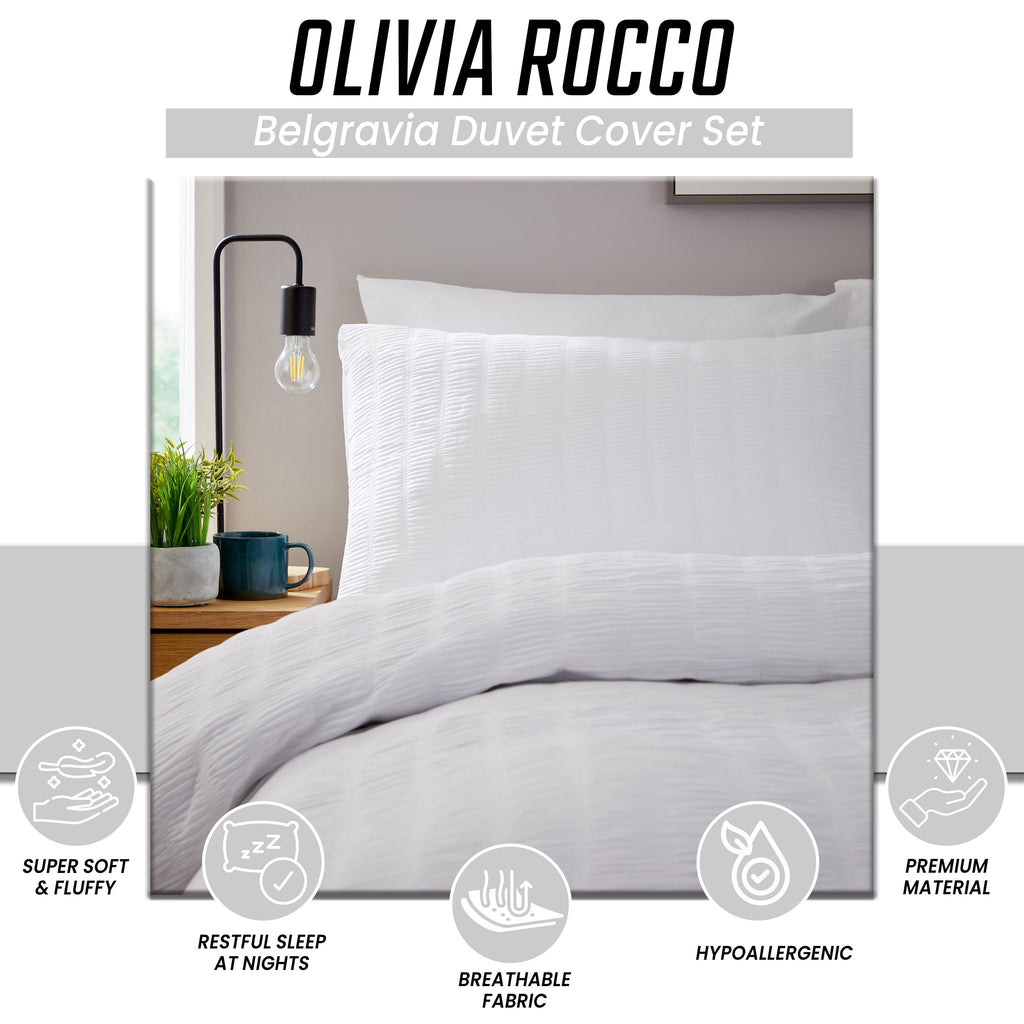 OLIVIA ROCCO Belgravia White Microfibre Duvet Cover Set | Soft Bedding