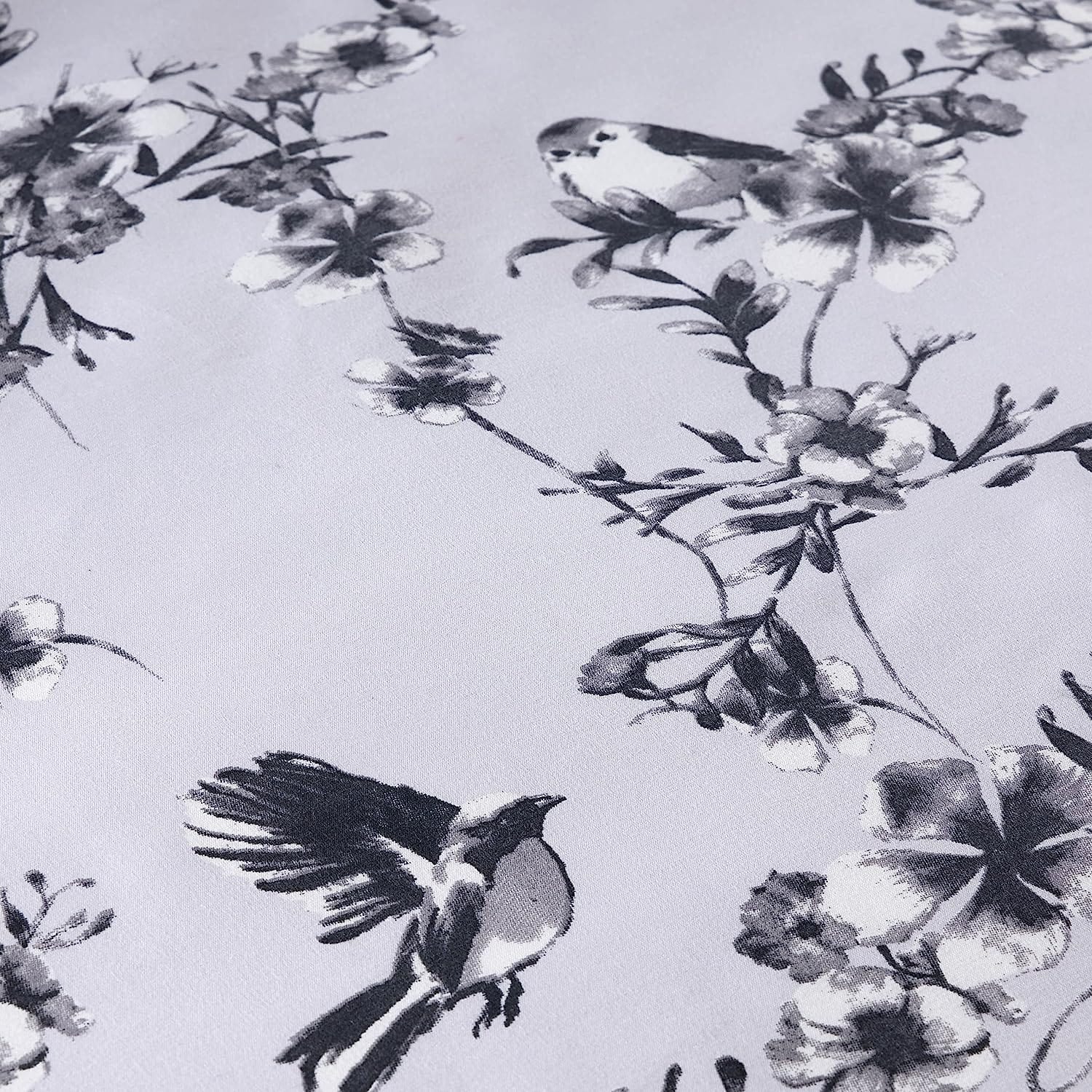 OLIVIA ROCCO Blossom Grey Printed Duvet Cover Set – Reversible Bedding