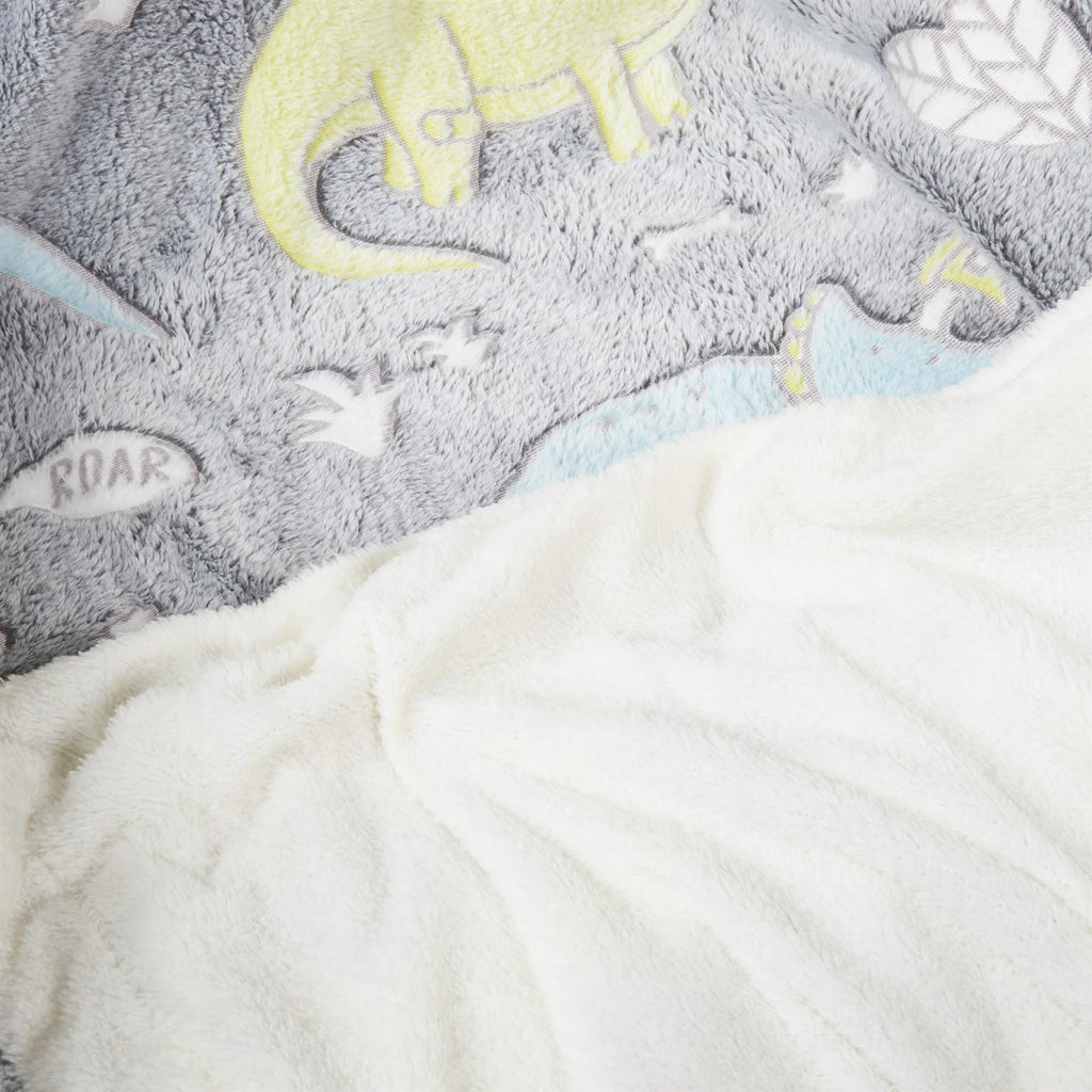 OLIVIA ROCCO Dinosaur Glow In The Dark Teddy Fleece Duvet Set with Cushion