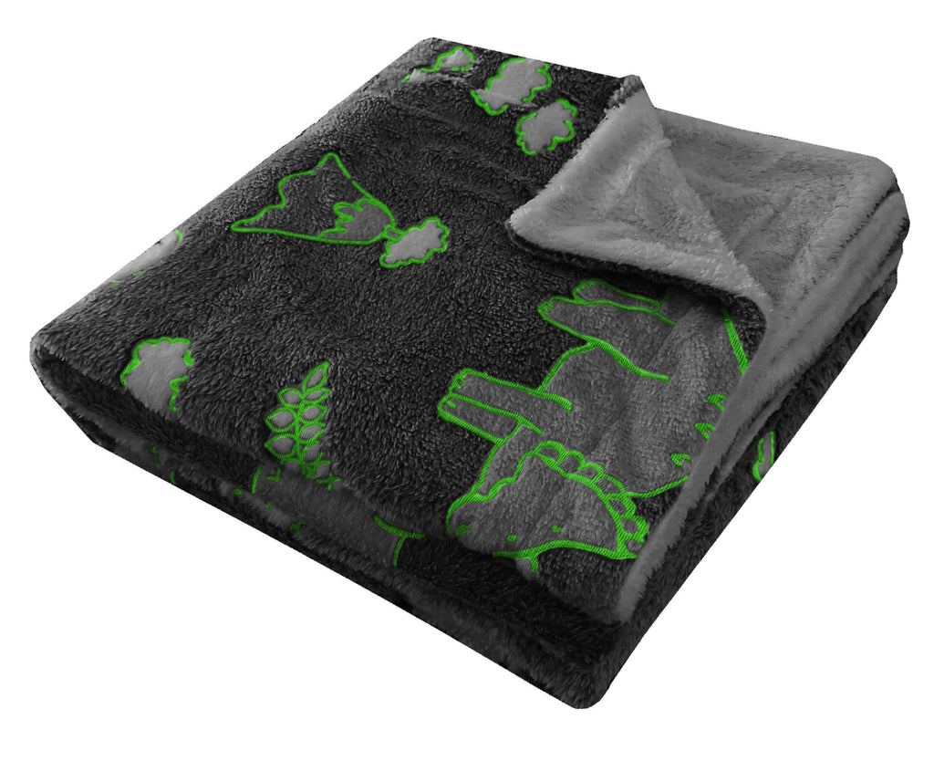 OLIVIA ROCCO Dinosaur Glow In The Dark Teddy Fleece Duvet Set with Cushion