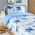 OLIVIA ROCCO Kids Shark & Whale Reversible Cotton Blend Duvet Cover Set