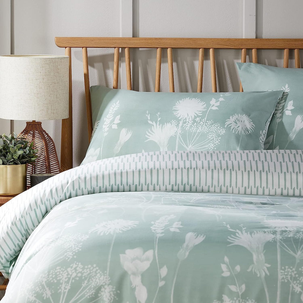 OLIVIA ROCCO Meadow Sage Green Printed Duvet Cover Set – King Size Bedding