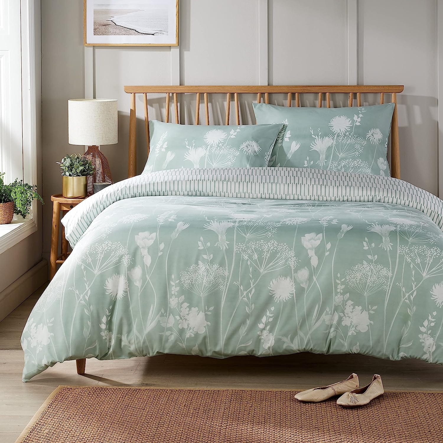 OLIVIA ROCCO Meadow Sage Green Printed Duvet Cover Set – King Size Bedding