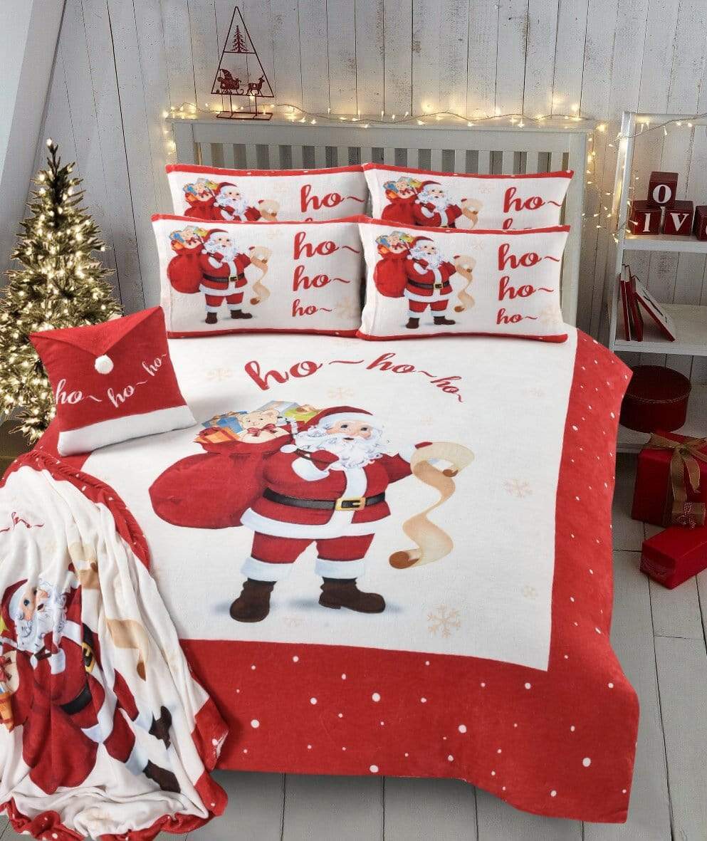 OLIVIA ROCCO Father Christmas Teddy Fleece Duvet Set – Reversible Faux Fur