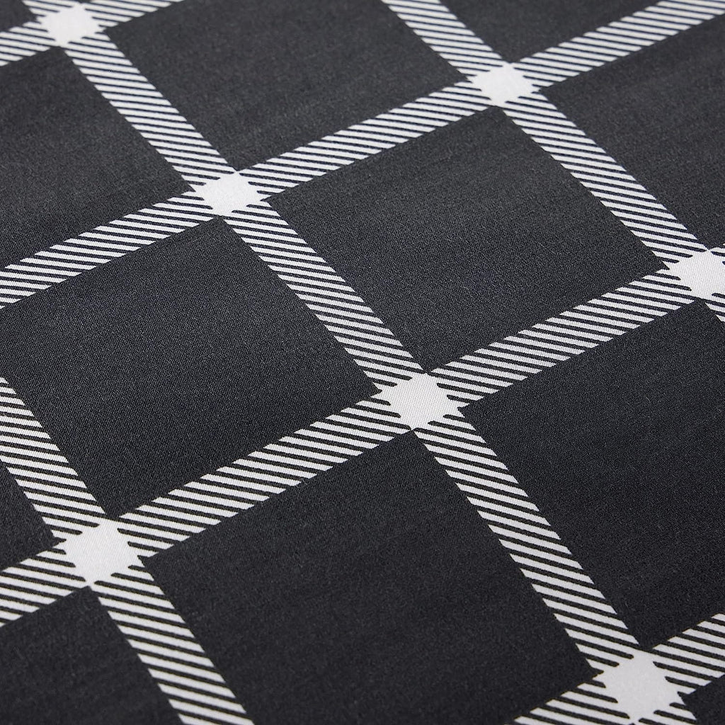 OLIVIA ROCCO Grey Boston Check Reversible Duvet Cover Set | Soft Polyester