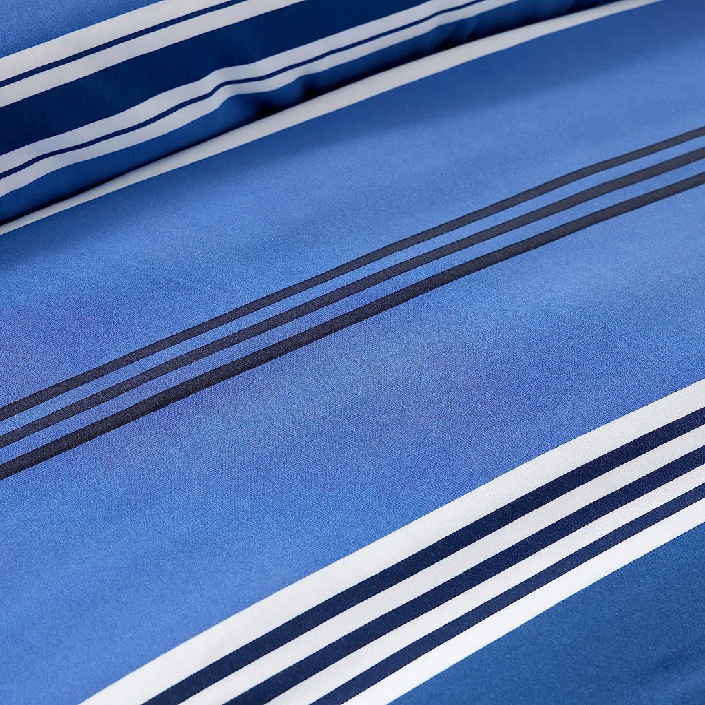 OLIVIA ROCCO Harlow Stripes Blue Duvet Cover Set | Breathable Bedding