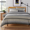 OLIVIA ROCCO Harlow Stripes Grey Reversible Quilted Duvet Cover Set