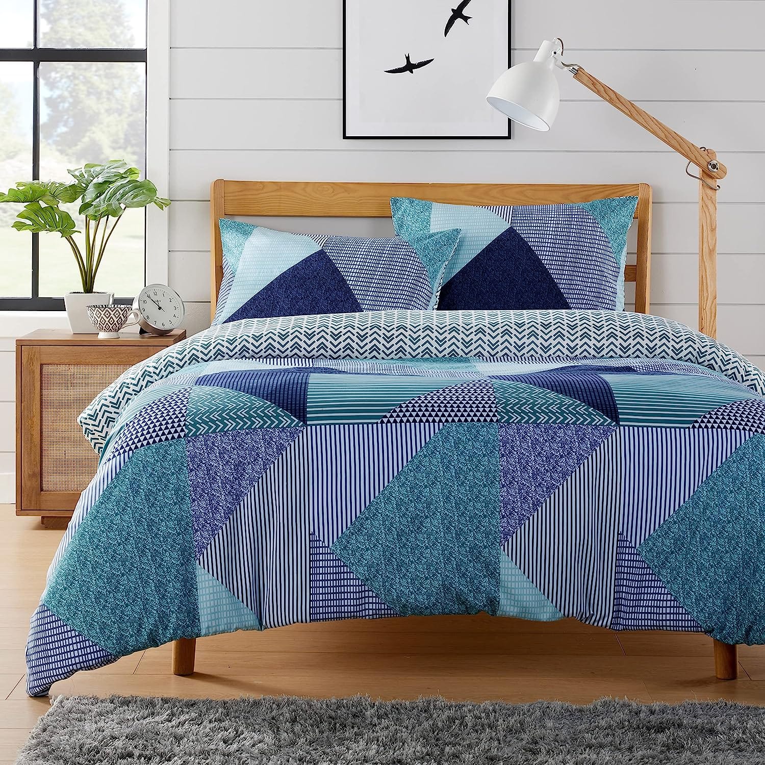 OLIVIA ROCCO Jasper Teal Printed Duvet Cover Set – Durable Easy Care Bedding
